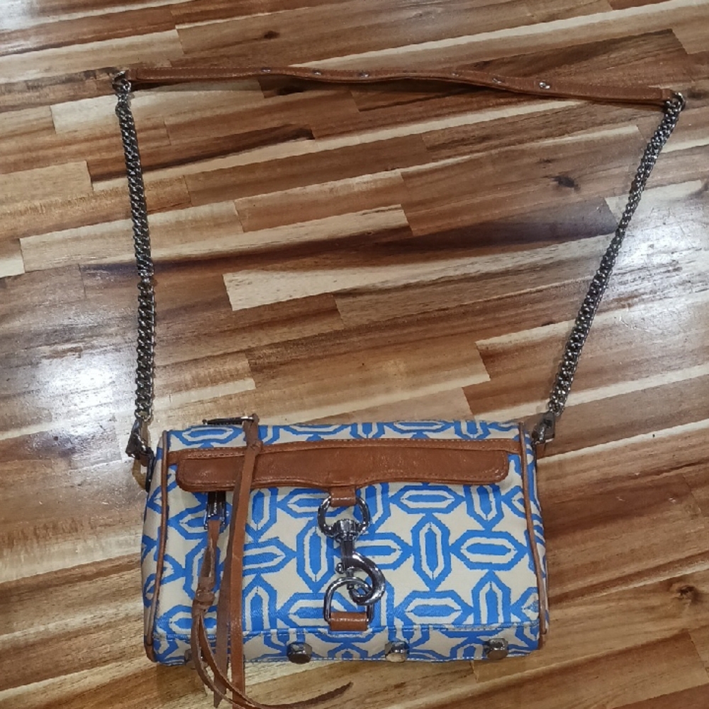 Rebecca Minkoff Tan and Blue Geometric Crossbody Bag